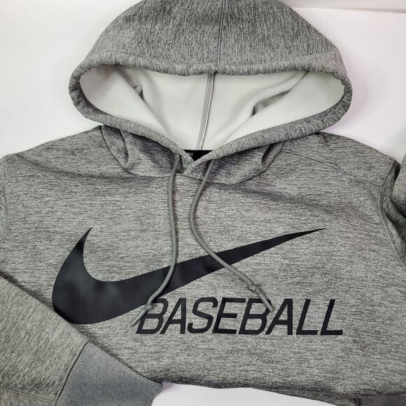 Nike Baseball hoodie Sweatshirt Mens Medium Fleece DRI-FIT Graphic Logo Gray - Picture 10 of 10
